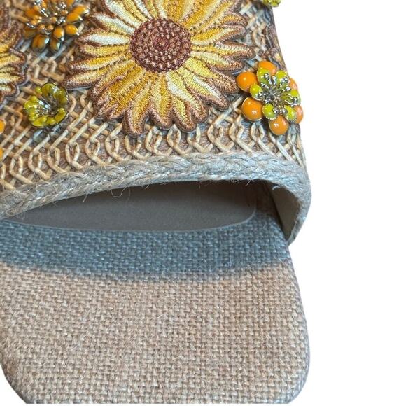 Circus NY Sunflower Embellished Raffia Slide Sandals - Picture 10 of 10